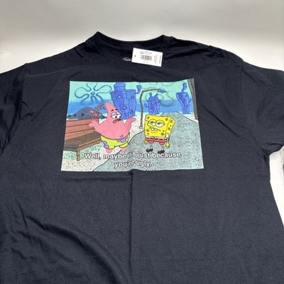 Spongebob Patrick Meme Funny Shirt Men's XL X-Large Black You're Ugly Scene NWT
