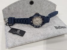 BIDEN Analog Quartz Sport Watch Blue Silicone Band Diver Style w/ Pouch