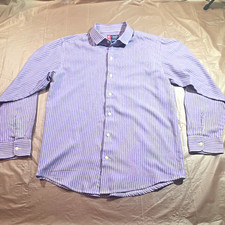 Chaps Boys Large (14/16) Purple Striped Long Sleeve Button-Up Dress Shirt