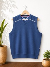 Vintage 90  s Tommy Hilfiger Golf Sweater Vest Navy Blue Cotton Preppy Y2K