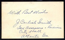James 'Red' Smith (debut 1911 Brooklyn) + 1914 Boston Braves signed 3x5 card COA