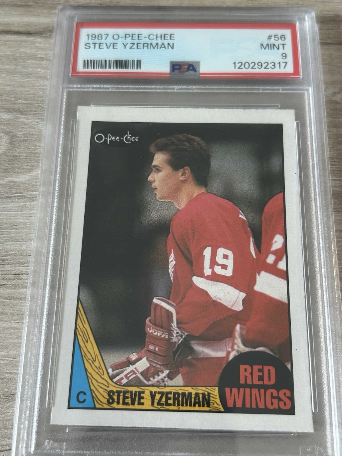 1987 O-PEE-CHEE #56 STEVE YZERMAN RED WINGS HOF PSA 9