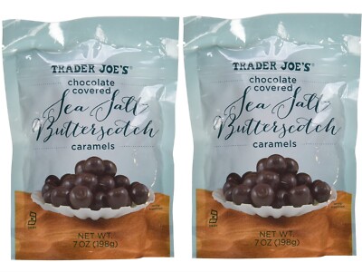 2 Packs Trader Joe's Chocolate Covered Sea Salt Butterscotch Caramels 7 oz Each