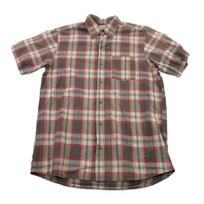 Red Head Shirt Mens Large Short Sleeve Button Front Lightweight Outdoor