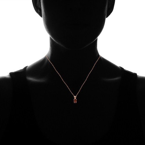 Rose Gold Flashed Sterling Silver Created Ruby 6x4mm Oval Solitaire Necklace - Picture 2 of 3