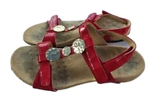 Vionic Heel Strap Sandals Sz 9 Shoes FARRA Red Patent Orthotic Designed  I04