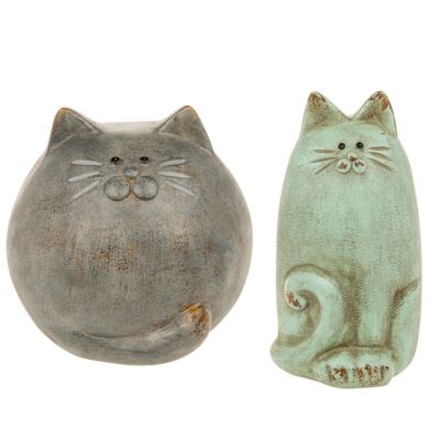 Shudehill Country Cat Statue in zwei Auswahlmöglichkeiten - Round Grey oder Aqua Slim