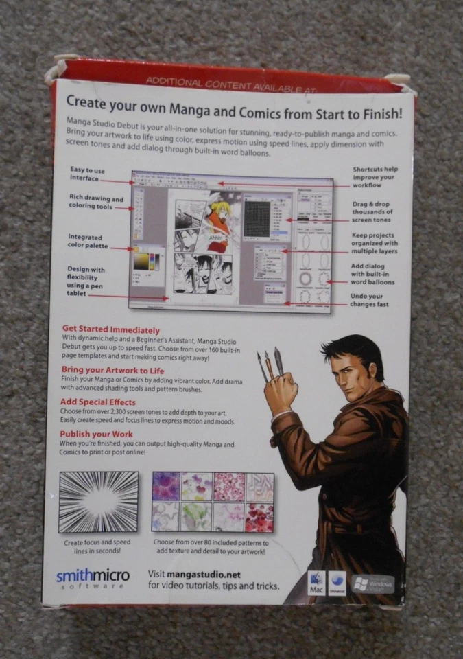 Manga Studio Debut 4 PC & Mac Anime Comic Graphic Novel Cartoon Creator 2008 - Image 2 of 2