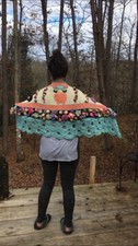 Crochet Owl Shawl Wrap Stole Cape Cloak Capelet