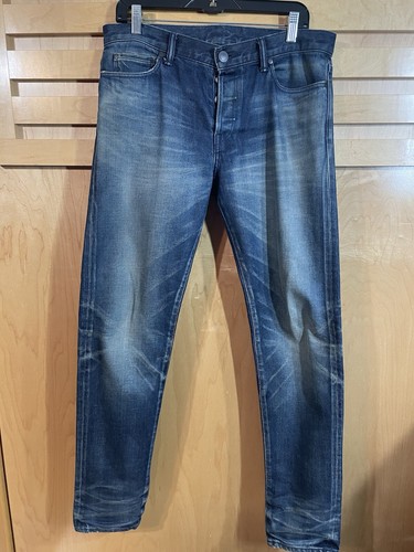 John Elliott Japanese Distressed Denim Mid Rise Buttons Fly Size 31X32 Jeans