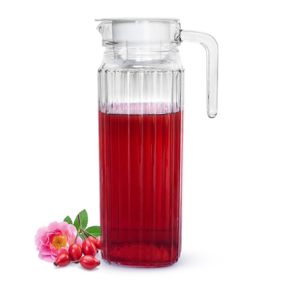 Saftkrug 1,1L Wasserkaraffe Glaskaraffe Wasserkrug Krug Glaskrug Kühlschrankkrug