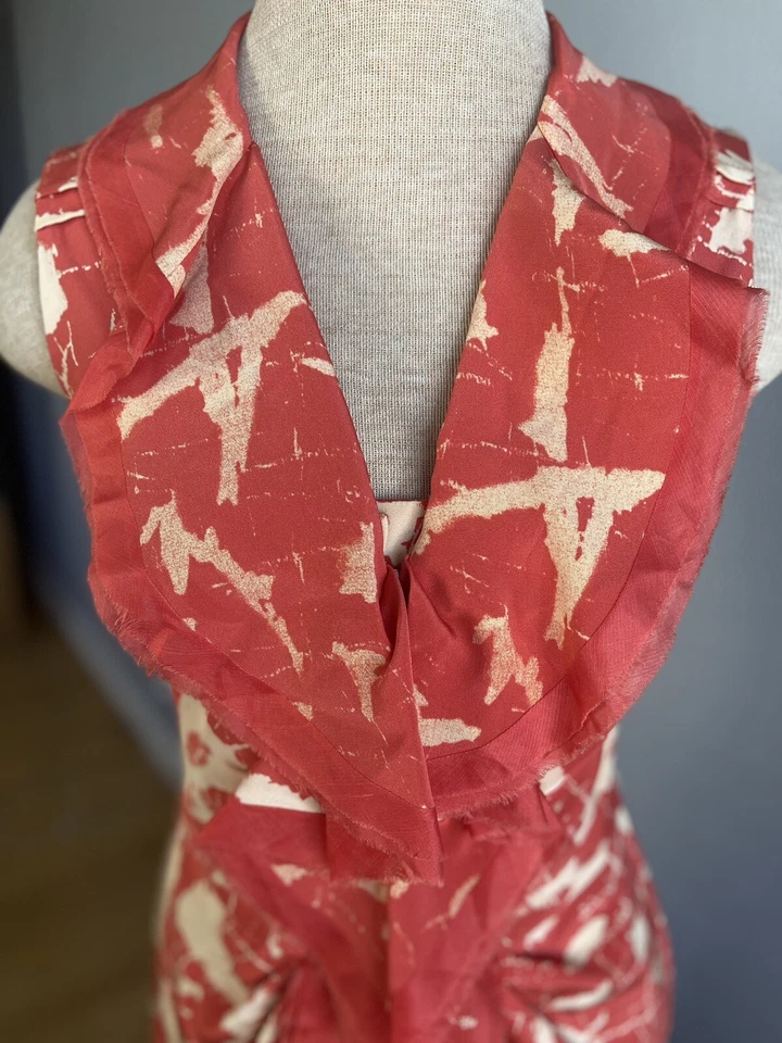 $2,600 OSCAR DE LA RENTA 2010 Runway 100% Silk Abstract Print Dress Size 0-2 - Image 2 of 4