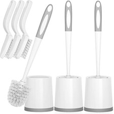 Toilet Brush, 3 Pack Toilet Brush and Holder Set Bathroom Accessories, White