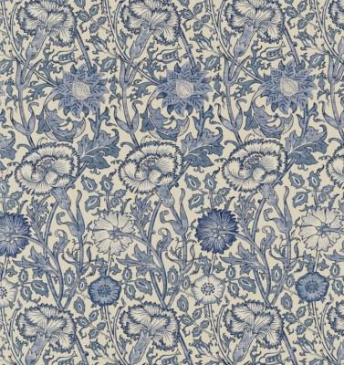 WILLIAM MORRIS CURTAIN FABRIC DESIGN Pink and Rose 2 METRES VELLUM AND INDIGO