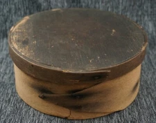 Wooden Shaker Style PANTRY BOX - 8" dia. - Original Black Paint - Antique