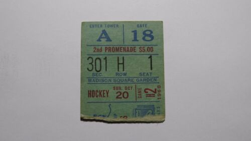 October 20, 1968 New York Rangers Vs. Kings Hockey Ticket Stub Goyette Hat Trick - Imagen 1 de 2