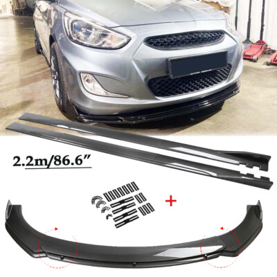 For Hyundai Accent Sedan Carbon Style Front Bumper Lip Spoiler + Side SkirtS