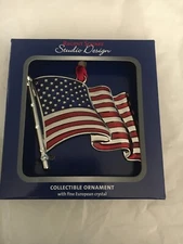 REGENT SQUARE STUDIO DESIGN UNITED STATES FLAG HOLIDAY ORNAMENT NEW IN BOX