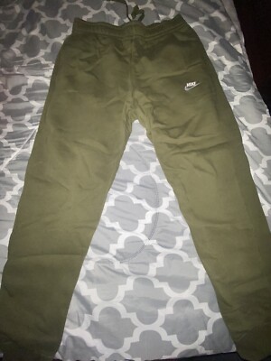 Nike Sportswear Club Fleece Joggers Mens Size M Open Hem Sweatpants Green  Olive