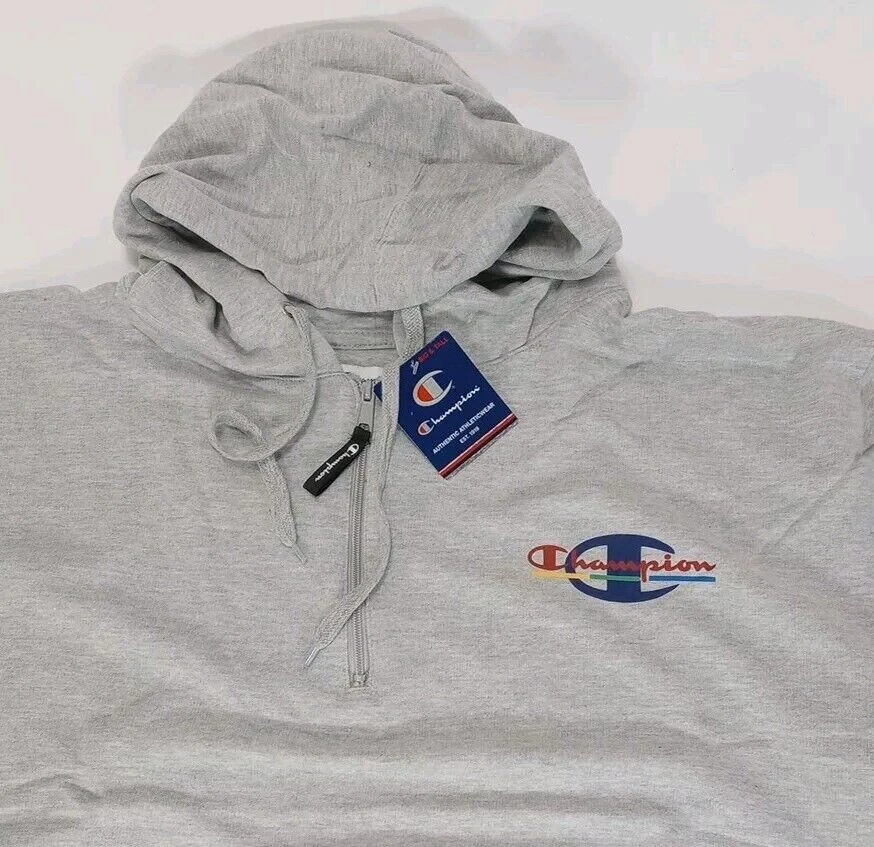 Champion Athletics French Terry 1/4 Zip Pullover Hoodie Size 2XLT Oxford Grey
