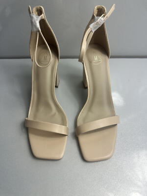 Missguided Barely There Blockabsatz Sandalen Nude Sand UK 6 EU 39 Neu
