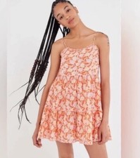 Urban Outfitters Hanna Scallop Babydoll Mini Dress Women’s Small Orange Yellow