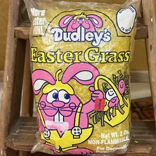 Vintage 1986 Sealed Bag of Dudley's Yellow Easter Basket Grass Bunny Graphic