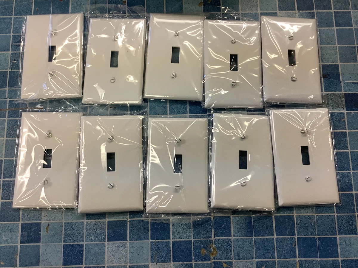 10 pack Eaton 1 Gang Midsize Toggle Wall Plate White eBay