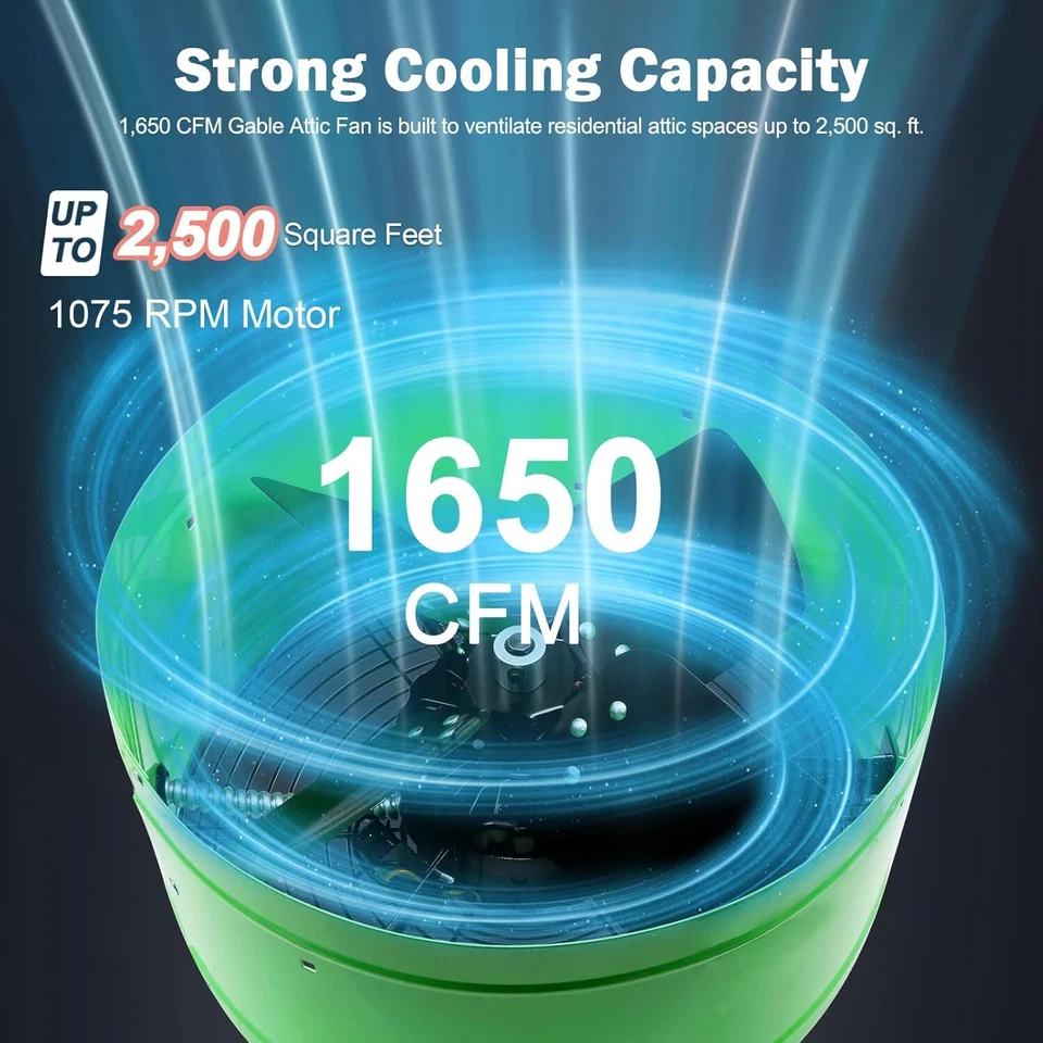 Ventilador de montaje a dos aguas de 15 pulgadas 1650 CFM ventilador de escape ático con termostato ajustable Foto 4 de 4