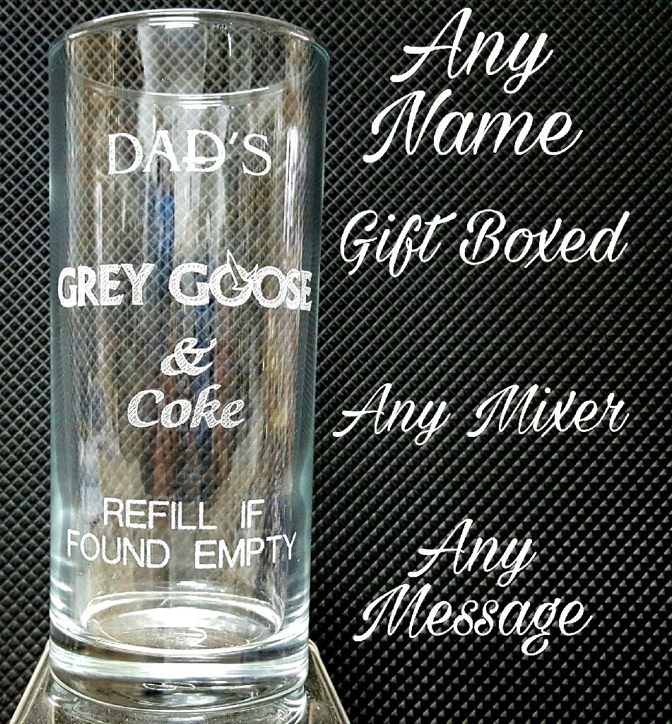 PERSONALISED ENGRAVED GREY GOOSE VODKA GLASS VODKA & COKE GLASS GIFT