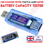 USB CHARGER TESTER DOCTOR VOLTS & AMPS CURRENT METER - BATTERY CAPACITY TESTER