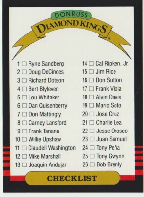 1985 Donruss Super Diamond Kings 5x7 #27 checklist