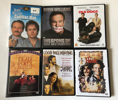 Robin Williams DVD Lot of 6 Cadillac Man Dead poet Society Hook Good Will Hunt