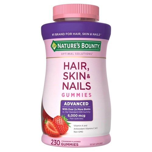 Cabello, piel y uñas Nature's Bounty avanzado, 230 gomitas fresa - Imagen 2 de 6