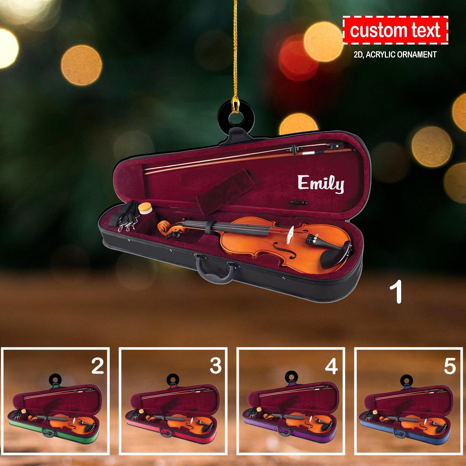 Violin Case Christmas Ornament  Custom Violin 2D Ornament  Violin Lovers Gift  V