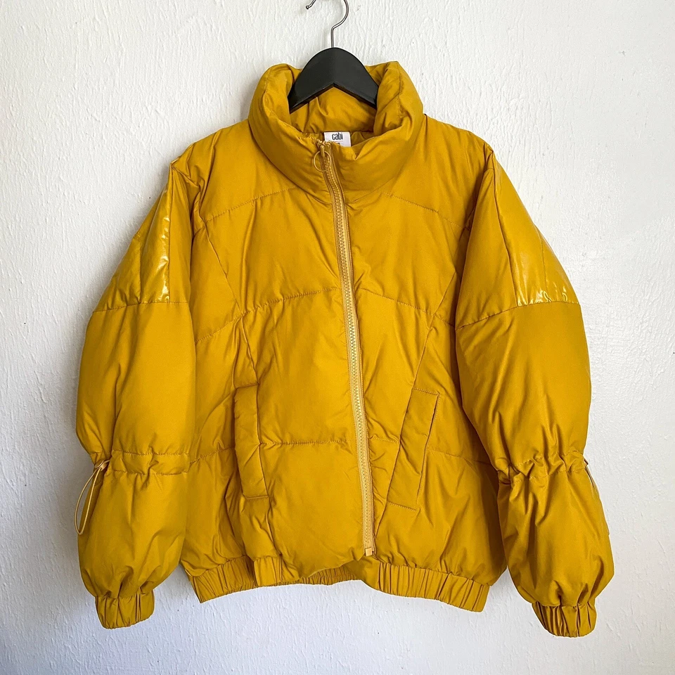 Cabi Puff Piece Style 4228 Acid Yellow Puffer Jacket Women’s XS Asymmetrical - Image 2 of 4