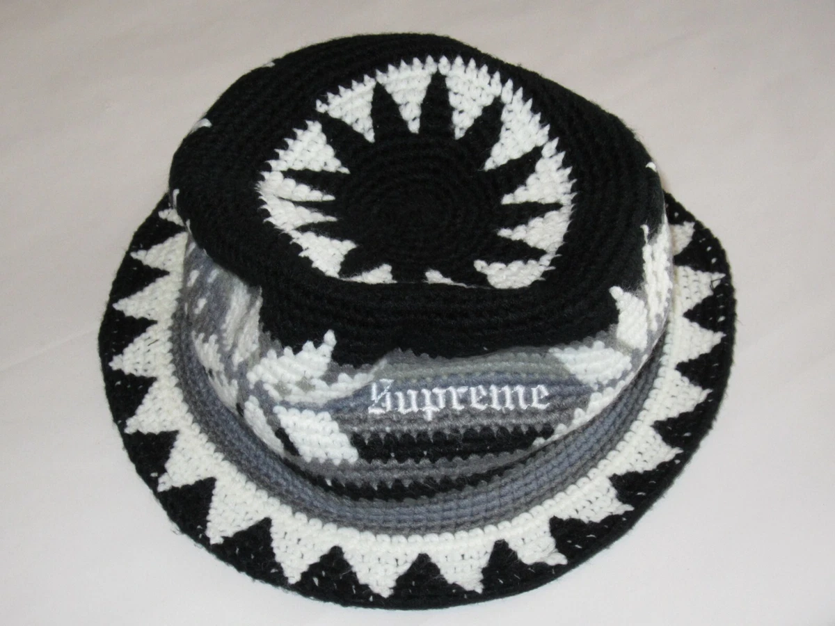 SUPREME Snowflake Crochet Crusher BLACK Bucket Hat Small/Medium NEW F/W 2021