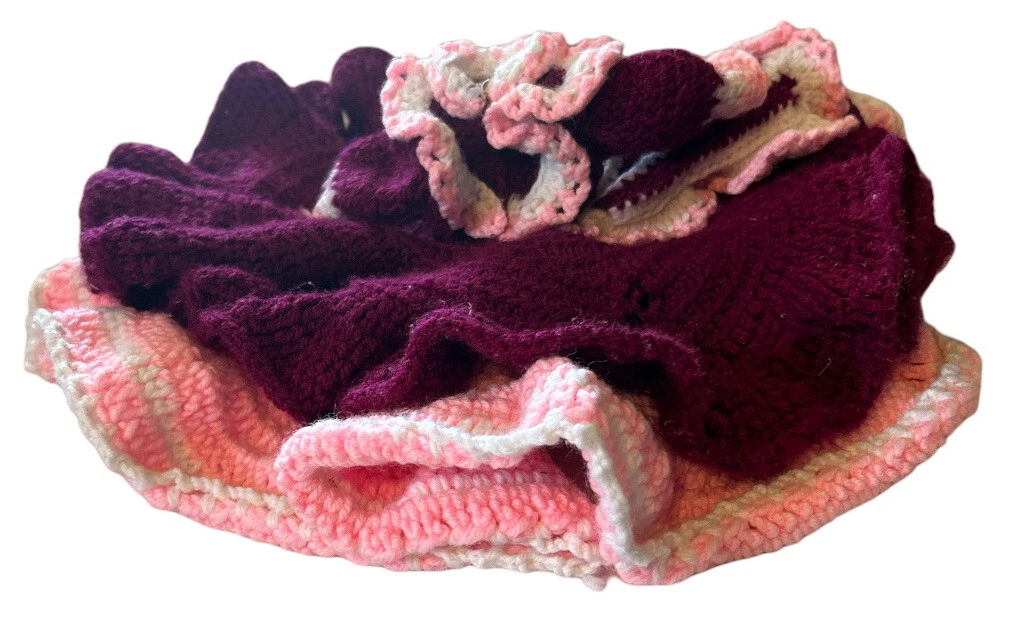 VETEMENTS Grembiule sottolavello vintage vestito bambola fatto a mano vintage rosa bordeaux 11” leggi!