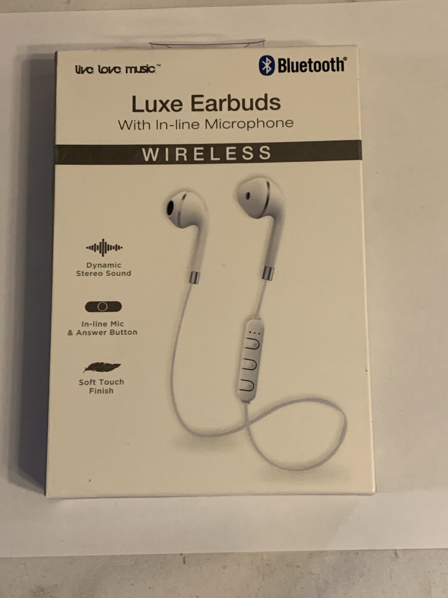Luxe Live Love Music Earbuds Bluetooth, Wireless with In-line