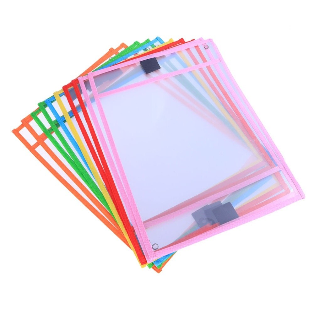 6 Pcs Reusable Dry Erase Pockets Dry Erase Paper Sleeve Erasable