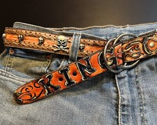 Vintage Leather Belt Ring Buckle Skull