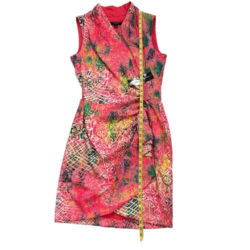 Nine West NWT Women's Sweet Escape Pink Punch Ruffle Wrap Dress Size 10 - Picture 11 of 11
