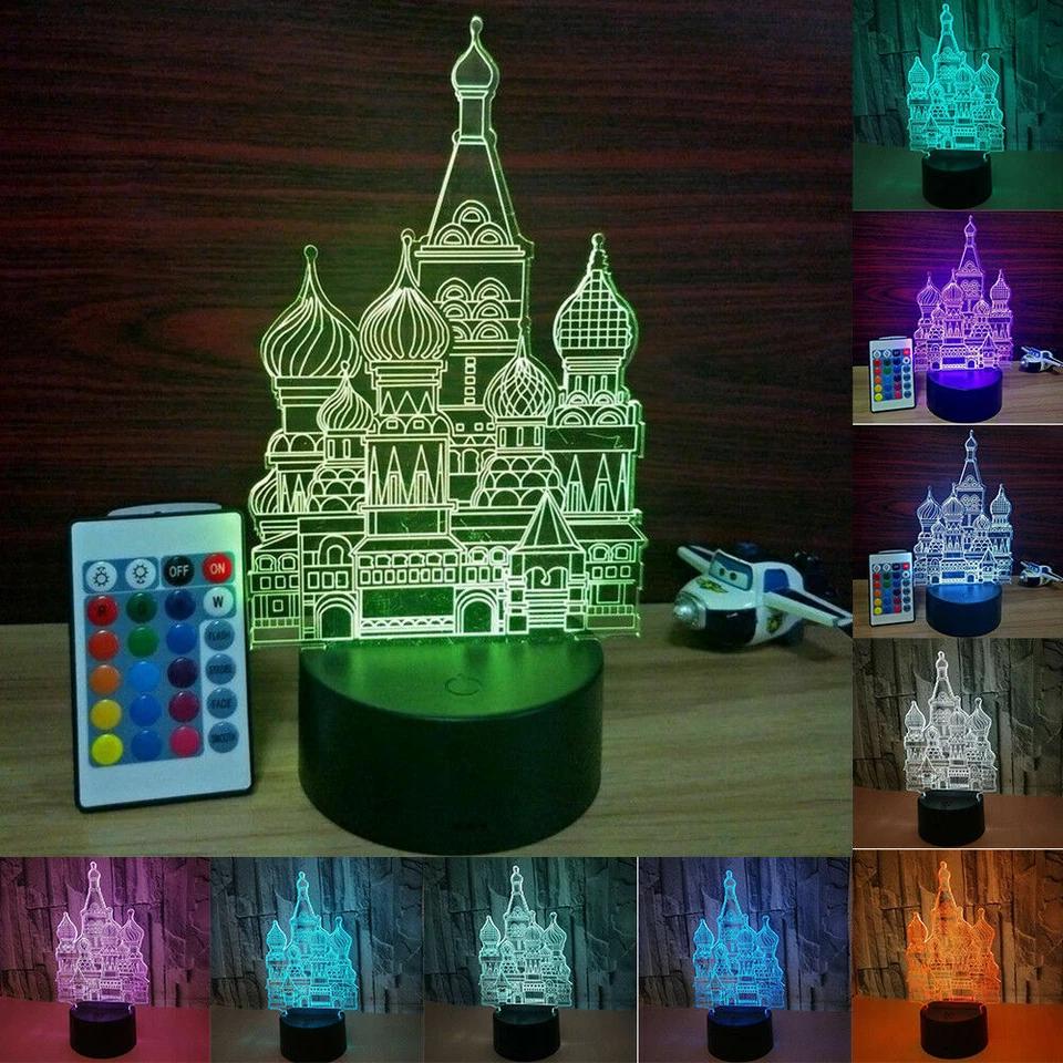 Lámpara Ilusión 3D Luz Nocturna 7 Cambio de Color LED Lámpara de Mesa de Escritorio Juguete Regalo con Re Foto 2 de 4