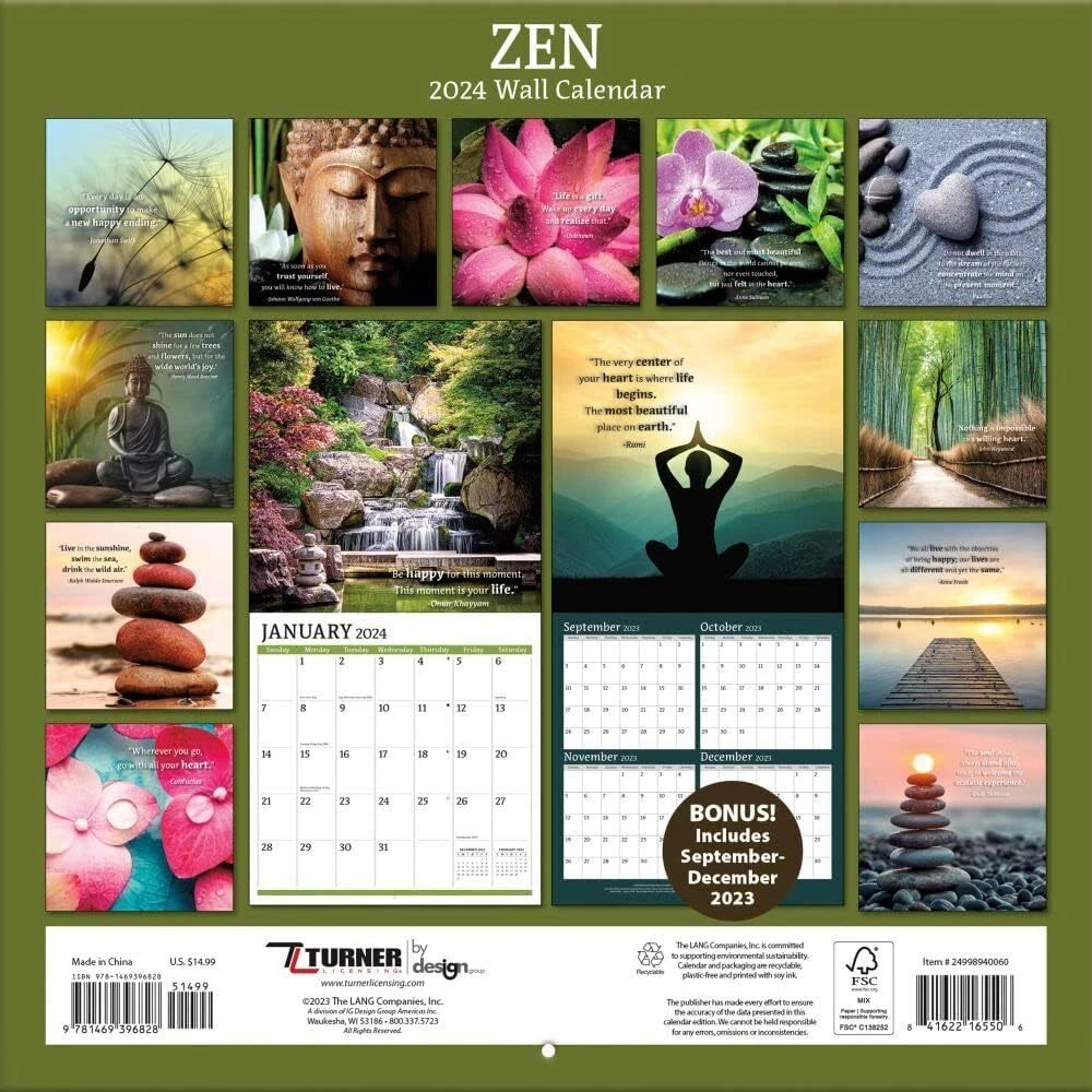 ZEN-2024 WALL CALENDAR-BRAND NEW-40060