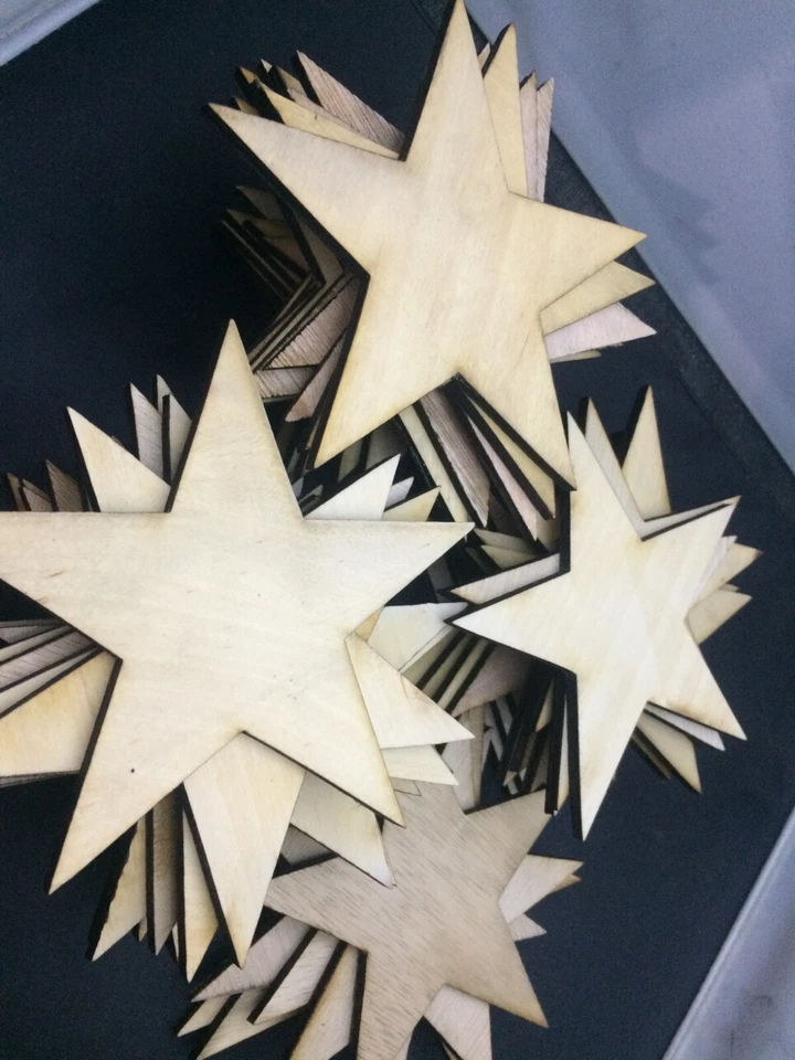 Estrellas de madera sin terminar estrellas de madera arte para manualidades artesanía fiesta bandera americana Foto 4 de 4