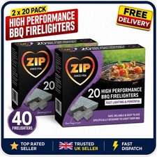 2 x 20 ZIP High Performance BBQ Firelighters Pack Fast Lighting Powerful 40 Pcs 4.98 per lighter