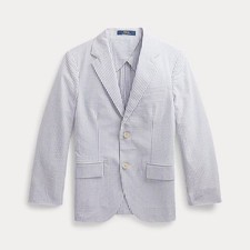 POLO RALPH LAUREN Boys Preppy Blue/White Seersucker Blazer Jacket Sport Coat 10