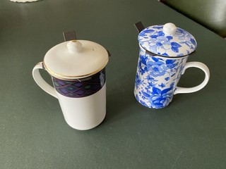 2 tazze filtro caffè George Bone China 12 cm disegno floreale con coperchio