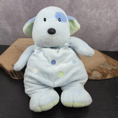 Carter's Just One Year Plush Dog Blue Green Dot Pull Down Musical Baby Nursery