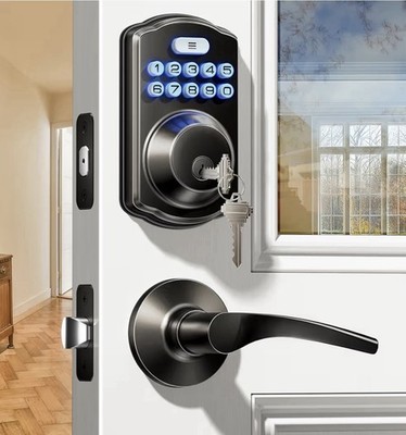 Veise Keyless Entry Door Lock Set Electronic Keypad Deadbolt Matte Black